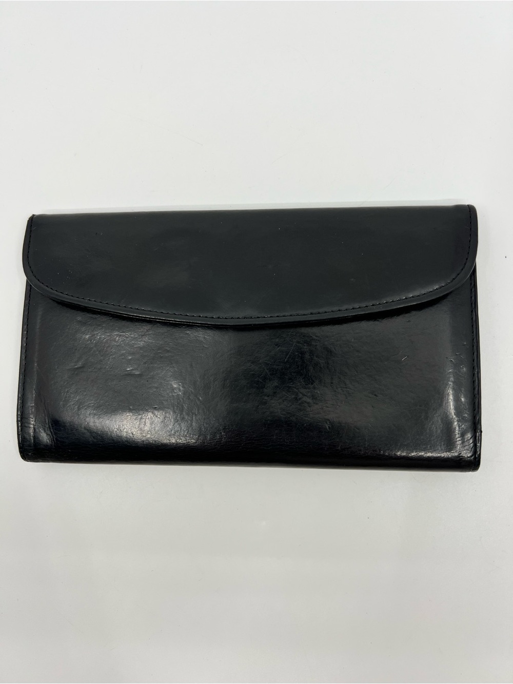 Vintage Coach 4859 Black Water Buffalo Wallet with Brass Snap Closure